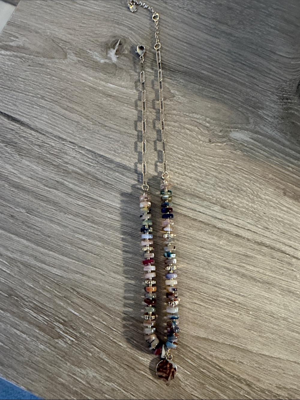 LOFT Multicolor Bead Necklace with Gold Chain